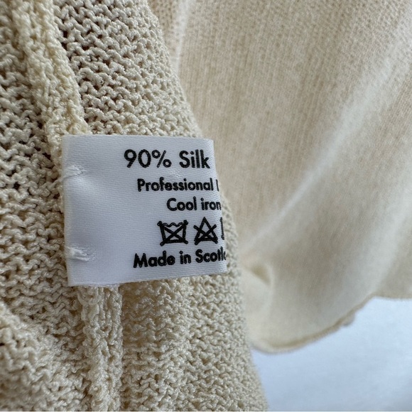 ESKANDAR Womens Silk Blend Boxy Open Knit Sweater Sz O/S? Cream Long Sleeve - Picture 6 of 8